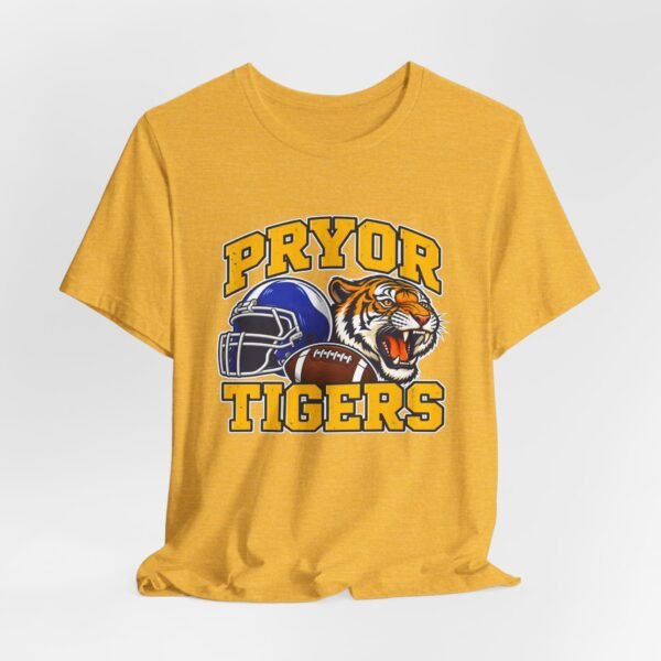 Pryor Tigers Football Tee — Vintage Helmet & Tiger Mascot