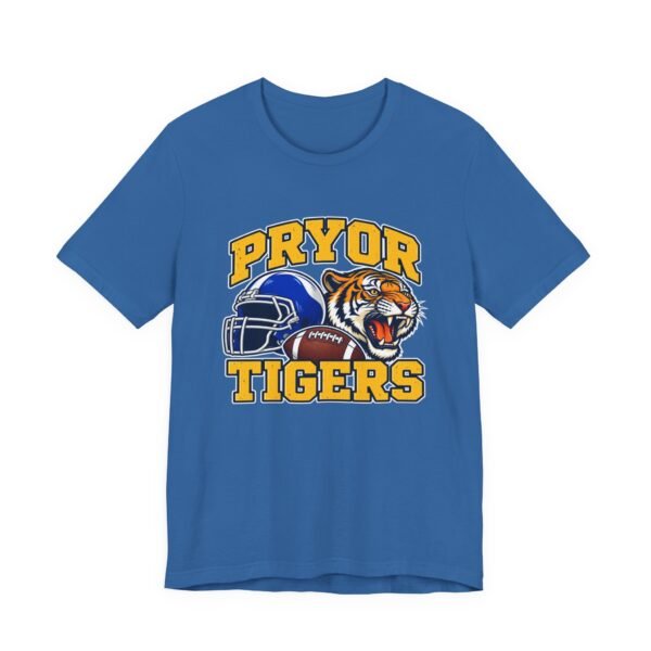 Pryor Tigers Football Tee — Vintage Helmet & Tiger Mascot